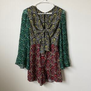 Alice + Olivia Red Green And Print Romper Size: S